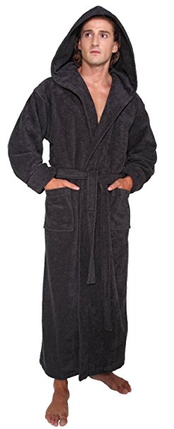 Arus Men's Hood'n Full Ankle Length Hooded Turkish Cotton Bathrobe