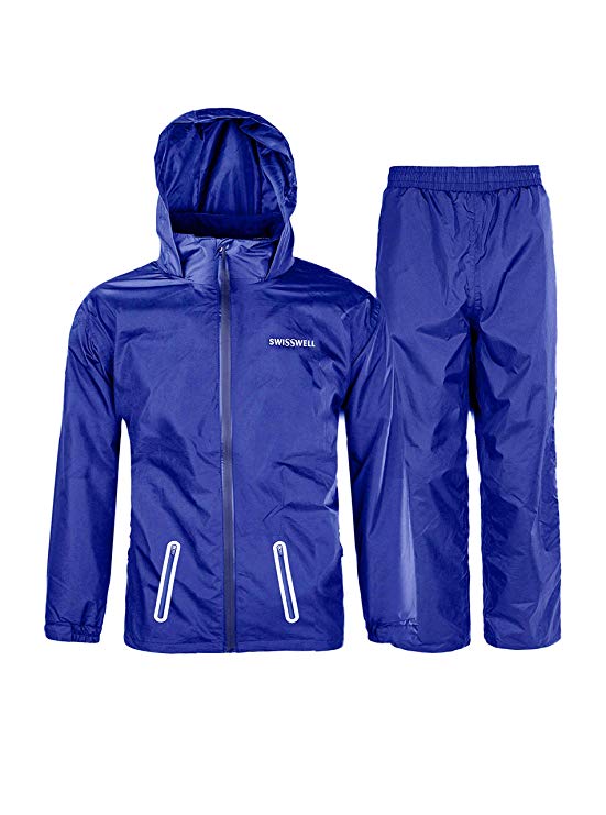 SWISSWELL Rain Suit for Kids Waterproof Hooded Rainwear (Jacket & Trouser Suit)