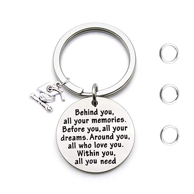 FEELMEM Graduation Gifts Behind You All Memories Before You All Your Dream Graduation Keychain Inspirational Graduates Gifts 2018, 2019