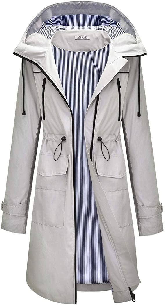 Women's Raincoats Windbreaker Rain Jacket Waterproof Outdoor Hooded Trench Coats