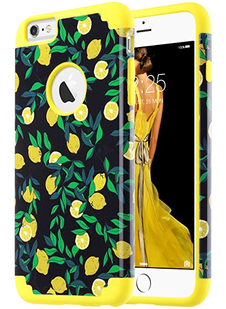 ULAK Slim Case for iPhone 6 Plus / 6S Plus 5.5 inch, Dual Layer Soft Silicone and Hard Back Cover Anti Scratches Bumper Protective Cover for Apple iPhone 6 Plus/6S Plus 5.5 inch (Lemon Drop)