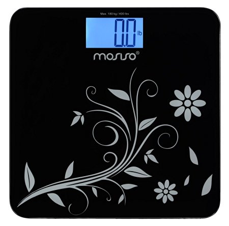 Mosiso - Ultra Thin High Accuracy Digital Bathroom Scale with "Smart Step-On" Technology, Black