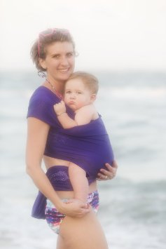 Beachfront Baby Wrap - The Original Water & Warm Weather Baby Carrier | Made in USA with Safety Tested Fabric, CPSIA & ASTM Compliant | Lightweight, Quick Dry & Breathable Paradise Plum, One-Size)