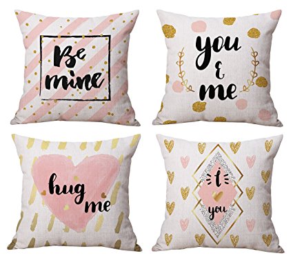 Valentine's Day Pillow Covers 18 x 18 inch Throw Linen Cotton Sofa Cushion Pillow Case