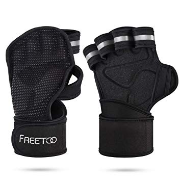 FREETOO Men Workout Gloves with Wrist Support, Gym Gloves for Men, Weight Lifting Gloves for Sports, Gym Training, Bench Press, Dumbbells, Pull Up and Other Physical Exercises