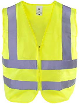 TR Industrial Neon Yellow Front Zipper 2-Pocket Knitted Safety Vest, Size Medium