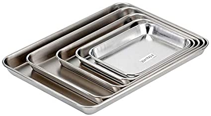 4X Various Sized Stainless Steel Baking Trays Non Toxic by Chabrias LTD