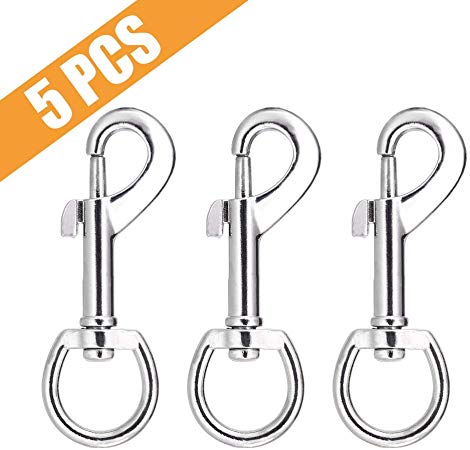 Swivel Snap Hooks, Lucky Goddness 5pcs Metal Heavy Duty Lobster Claw Eye Clasp Multipurpose- Best for Spring Pet Buckle, Key Chain for Linking Dog Leash Collar