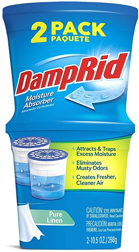 DampRid Refillable Absorber, Pure Linen Twin Pack (2 x 10.5 Oz. tubs) | Attract and Trap Excess Moisture Eliminate Musty Odors at The Source and Create Cleaner, Fresher Air