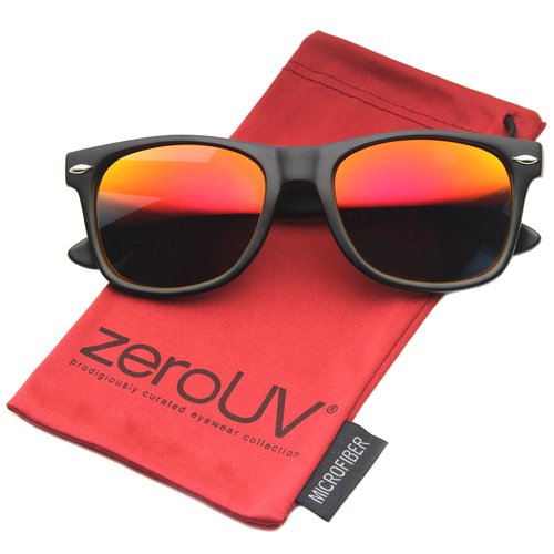 zeroUV - Flat Matte Reflective Revo Color Lens Large Horn Rimmed Style Sunglasses - UV400