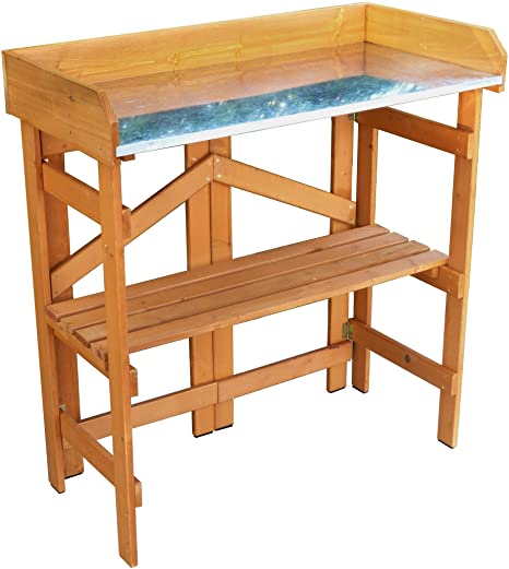 Merry Garden Folding Utility Table & Potting Bench, Natural Stained