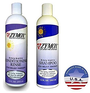 Zymox Itch 12oz Relief Shampoo and 12oz Conditioning Rinse Bundle, Both with Vitamin D3