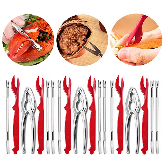 Lobster Crackers and Picks Set, 18PCS Seafood Tools, Nut Cracker, Opener, Crab Crackers, Kitchen Accessories for Seafood, Nuts, BBQ