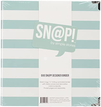 Simple Stories Snatp! Robins Egg Striped Designer Binder, 6" x 8"