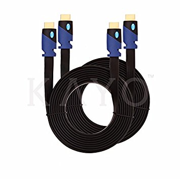 Flat HDMI Cable 10FT [2 Pack],High Speed HDMI Cable KAYO 10FT-PACK of 2,Gold-Plated Supports [Ultra HD|4K Resolution|3D|Ethernet|Audio Return|1080p][Latest Version]