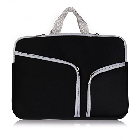 Laptop Sleeve, Onteck(TM) Zipper Briefcase Soft Neoprene Handbag Sleeve Bag Cover Case for Macbook Air & PRO 13 Inch & Universal Laptop Netbook 13 Inch (Black)