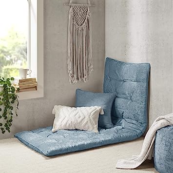 Intelligent Design Edelia Poly Chenille Lounge Floor Pillow Cushion 27x74 Aqua