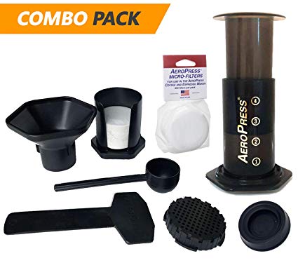 AeroPress Coffee and Espresso Maker with Extra Rubber Seal and 350 Micro Filters (700 Total) 2019 Model