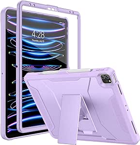 Soke Case for iPad Pro 12.9 6th/5th/4th Generation(2022/2021/2020 Release), Rugged Shockproof Protective Cover with Built-in Kickstand for Apple iPad Pro 12.9 - Violet