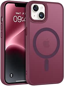 BENTOBEN Magnetic iPhone 14 Plus Case [Compatible with Magsafe] Translucent Matte Phone Case iPhone 14 Plus Slim Thin Shockproof Anti-Yellow Women Men Girls Boys Protective Cover for 14 Plus, Wine Red