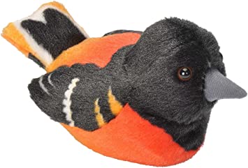 Wild Republic Audubon Birds Baltimore Oriole Plush with Authentic Bird Sound, Stuffed Animal, Bird Toys for Kids and Birders