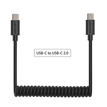 Yellowknife Coiled USB C to USB C Cable, 3ft USB-C 2.0 to USB-C Fast Charging Sync Coiled Cord for Type-C Devices … (C-C black)
