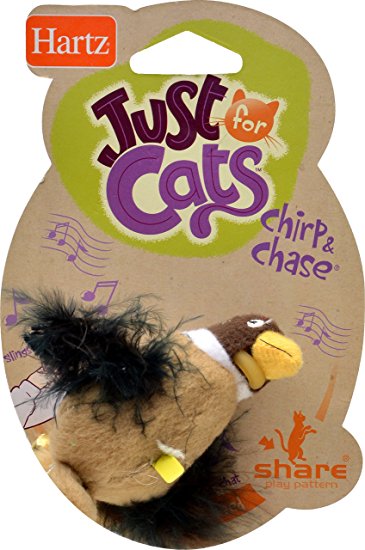 Hartz Just For Cats Chirp & Chase Interactive Plush Bird Catnip Cat Toy