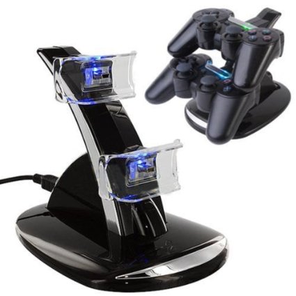 ICE FROG PS4 Controller Charger Dock LED Dual USB Charging Stand Station Cradle for Sony Playstation 4 Gaming Control with LED Indicator