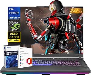 ASUS ROG Strix G16 Gaming Laptop (2024), with Office Lifetime License, 16” QHD 240Hz Display, Intel 24-Core i9-14900HX, NVIDIA GeForce RTX 4070, 64GB DDR5 RAM, 4TB SSD, Wi-Fi 6E, Windows 11 Pro