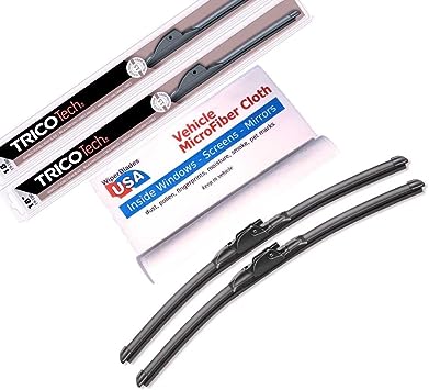 Beam Wiper Blades for 1996 Mazda B2300 Set Trico Tech Beam Blades Wipers Set Bundled with MicroFiber Interior Car Cloth