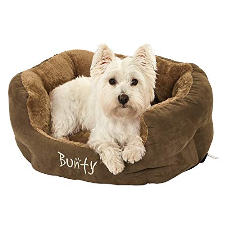 Bunty Polar Dog Pet Bed, Soft Cosy Fleece Fur Warm Cushion Basket, Machine Washable, High Sided, Cat, Small Animal, Brown, Medium, Made in the United Kingdom