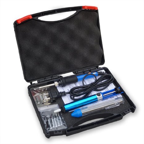 Sywon 6-in-1 Soldering Iron Kit with Carrying Case Including 60w Temperature Adjustable Soldering Iron Solder Wire Solder Sucker Solder Stand and Soldering Tips