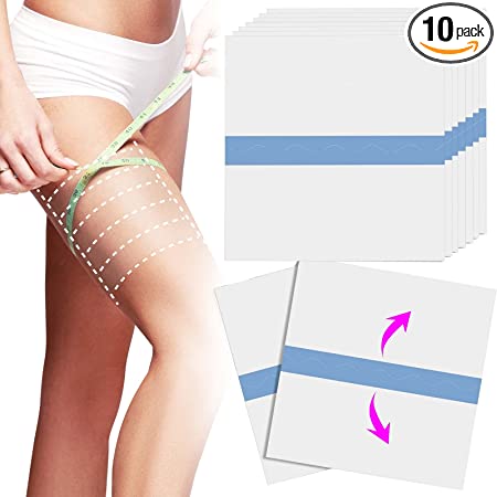 Thigh Lift Tape, 10 PCS Clear Adhesive Strips for Thigh & Tummy & Back Lifts, Waterproof and Sweat-Proof, Immediately Lifts Thigh Skin & Tuck Tummy, Smooths Wrinkles, Wear Under Skirt or Swimsuit