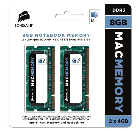 Corsair CMSA8GX3M2A1333C9 8GB 1333MHz CL9 DDR3 So-Dimm Mac Memory Kit