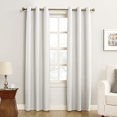 Sun Zero Cooper Thermal Insulated Room Darkening Grommet Curtain Panel, 40" x 84", White