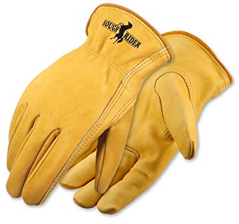 Galeton 2500-M Elastic Back Rough Rider Premium Leather Gloves (Pack of 12), Medium, Gold