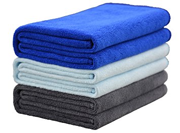 Hope Shine Microfiber Sports Towel Fast Drying Gym Towels 3-Pack 16inch X 32inch (Dark Blue light Blue grey, 16inch X 32inch)