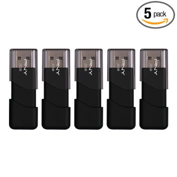 PNY Attache USB 2.0 Flash Drive, 32GB / BLACK / 5 PACK (P-FD32GX5ATT03-MP)