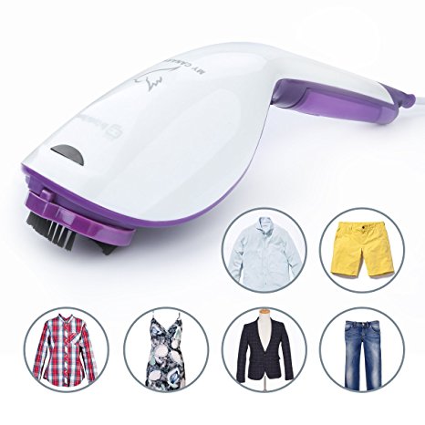 Mini Garment Steamer, 20'' Fast Heat-up Mini Portable Fabric Clothes Steamer with 60ml Capacity for Home and Travel,with Soft Lint Remover and Fabric Brush(Purple)