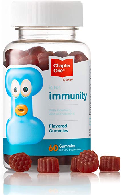 Chapter One Immune Support Gummies, Elderberry, Zinc and Vitamin C, Certified Kosher, 60 Flavored Gummies