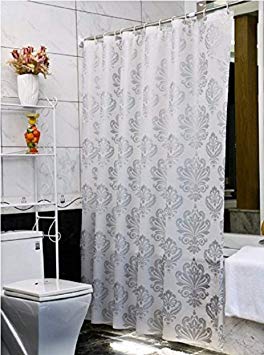 Uforme 48 Inch by 72 Inch European Shower Curtain PEVA Eco-Friendly PVC-Free Bathroom Curtain Waterproof and Mildew Resistant, Durable Bath Curtain Liner with Hooks, Sliver Grey (48Wx72L)