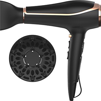 xtava Double Shine 1800 Watt Ionic Hair Dryer - Professional Salon Quality Blow Dryer with 3 Speeds 2 Heat Settings Nozzle and Diffuser - 2 Conditioning Ion Levels Best for Fast Drying and Volumizing