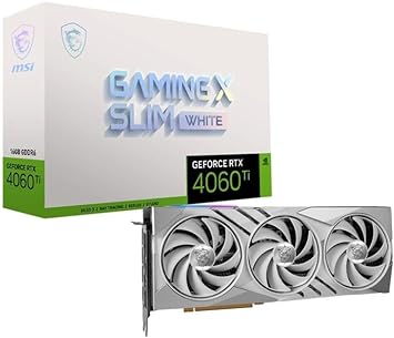 MSI Gaming GeForce RTX 4060 Ti 16GB GDRR6 Boost Clock: 2685 MHz 128-Bit HDMI/DP Nvlink TORX Fan 4.0 Ada Lovelace Architecture Graphics Card RTX 4060 Ti Gaming X Slim White 16G