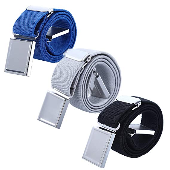 Boy Kids Magnetic Buckle Belt - Adjustable Elastic Children's Belts for Girls, 3 Pieces