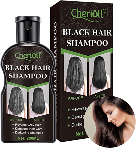 Black Hair Shampoo, Darkening Shampoo, Hair Growth Shampoo, Grey Reverse Hair Color Shampoo Natural Darkening Black Hair Ginger Colorin, Restore Lustrous and Shiny Hair