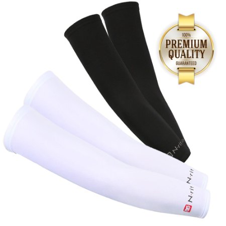 Cooling Compression Sports Arm Sleeve w/ 99% UV Protection for Golf/Weight Training/Basketball/Cycling/Pain/Injury/Recovery
