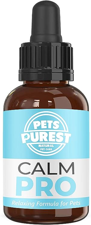 Pets Purest 100% Natural Calm PRO Calming Aid Supplement for Dogs Cats Horses Rabbits Birds Pets - Aids Anxiety & Stress When Home Alone, Aggression, Loud Noises, Fireworks & Kennels (50ml)