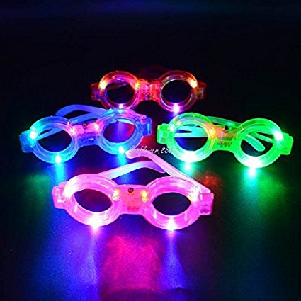 12ct LED Light Up Sunglasses - Flashing Multi Colored Led Glasses BEST PARTY FAVORS Light Up Flashing Glasses For Children (Round)