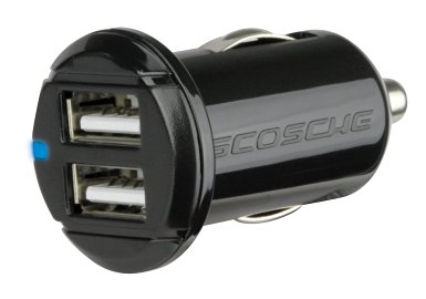 Scosche USBC202M Dual 10 Watt (2.1A) USB Car Charger works with iPhone 5, 5S, 5C, IPads, Tablets, and Kindles