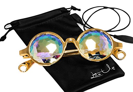 Premium Kaleidoscope Glasses BUNDLE From "Lite Up" For EDM, EDC, Raves, and Dance Festivals. Light Weight Frame with Many Color